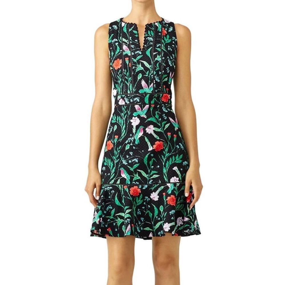 Kate Spade Black Dress with Red and Green Floral Design